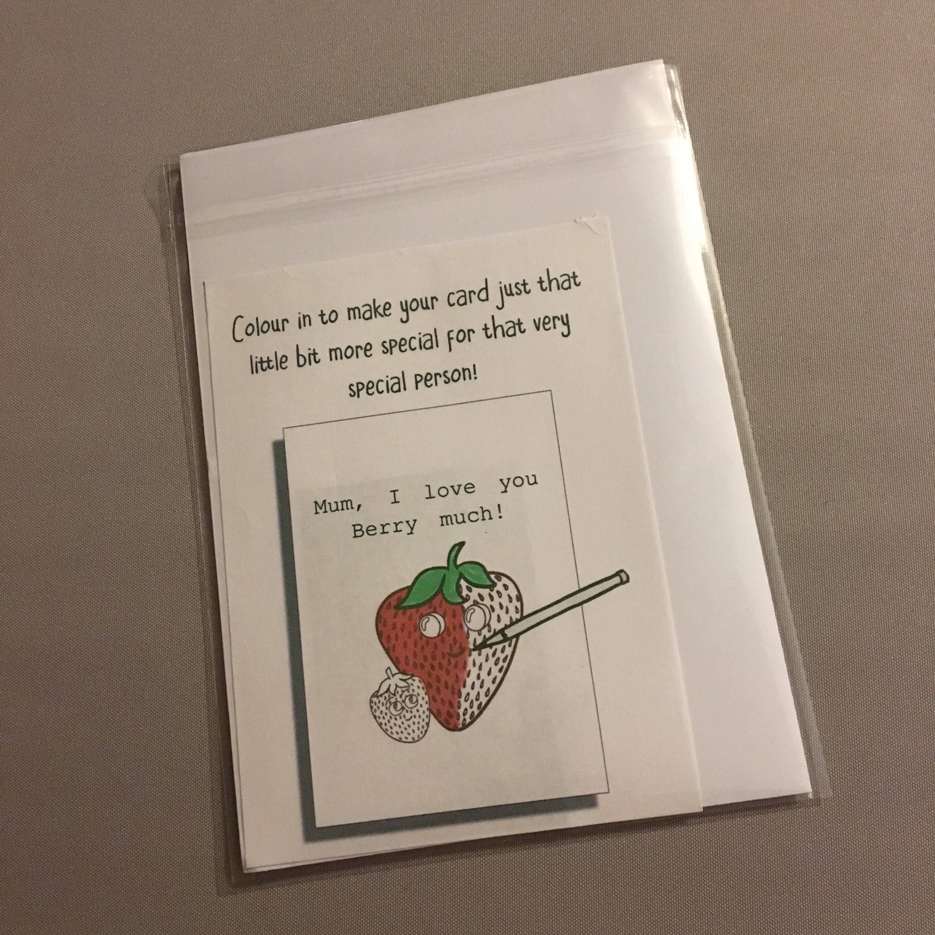 Colour me in | mum, I love you berry much | Card and Print | Love | Mothers Day