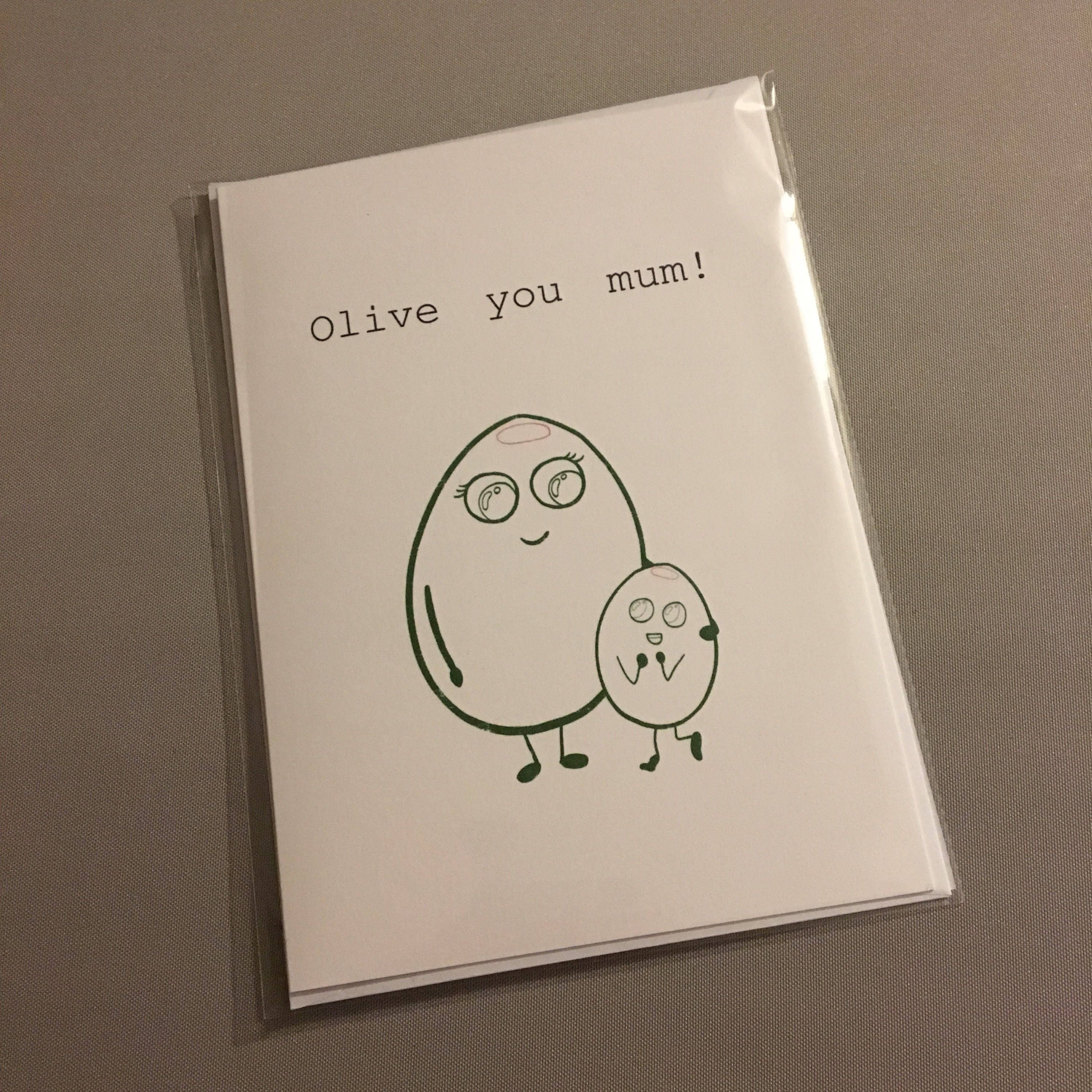 Colour me in | Olive you mum! | Card and Print | Love | Mothers Day