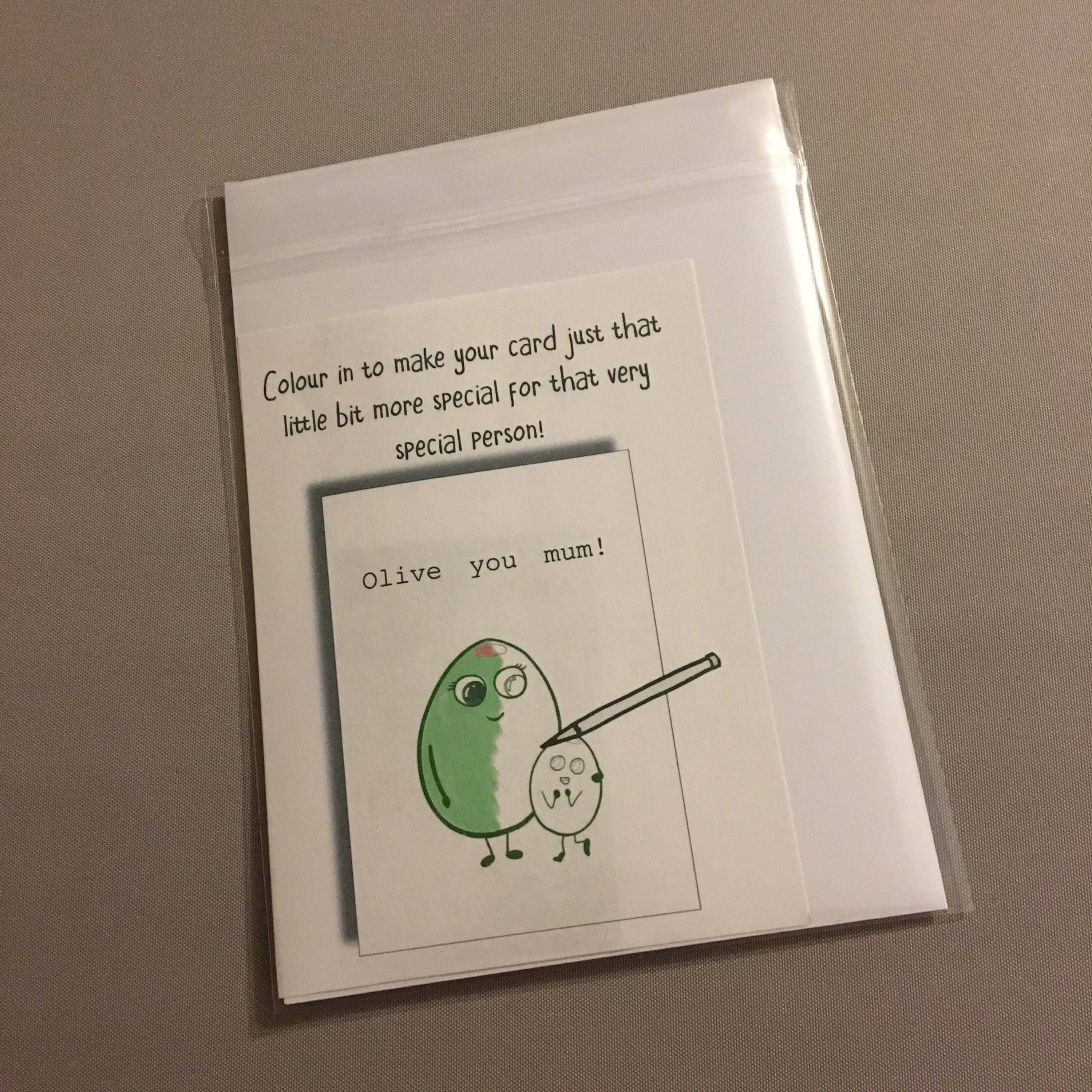 Colour me in | Olive you mum! | Card and Print | Love | Mothers Day