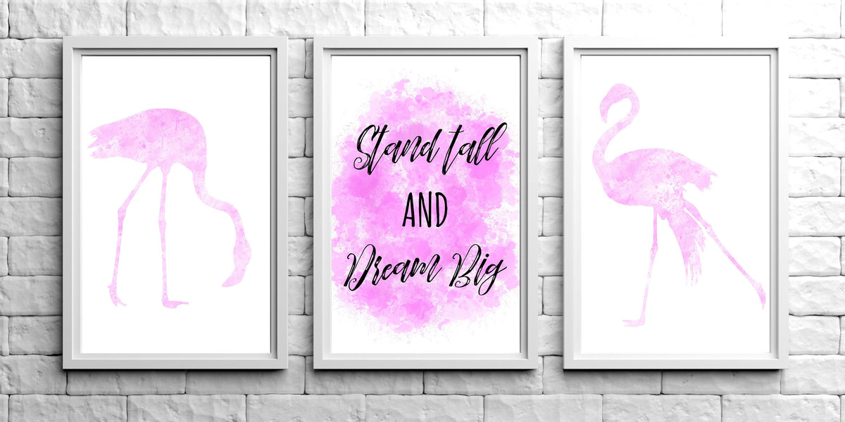 Flamingo art | artwork | watercolours | download and print | pink | stand tall and dream big