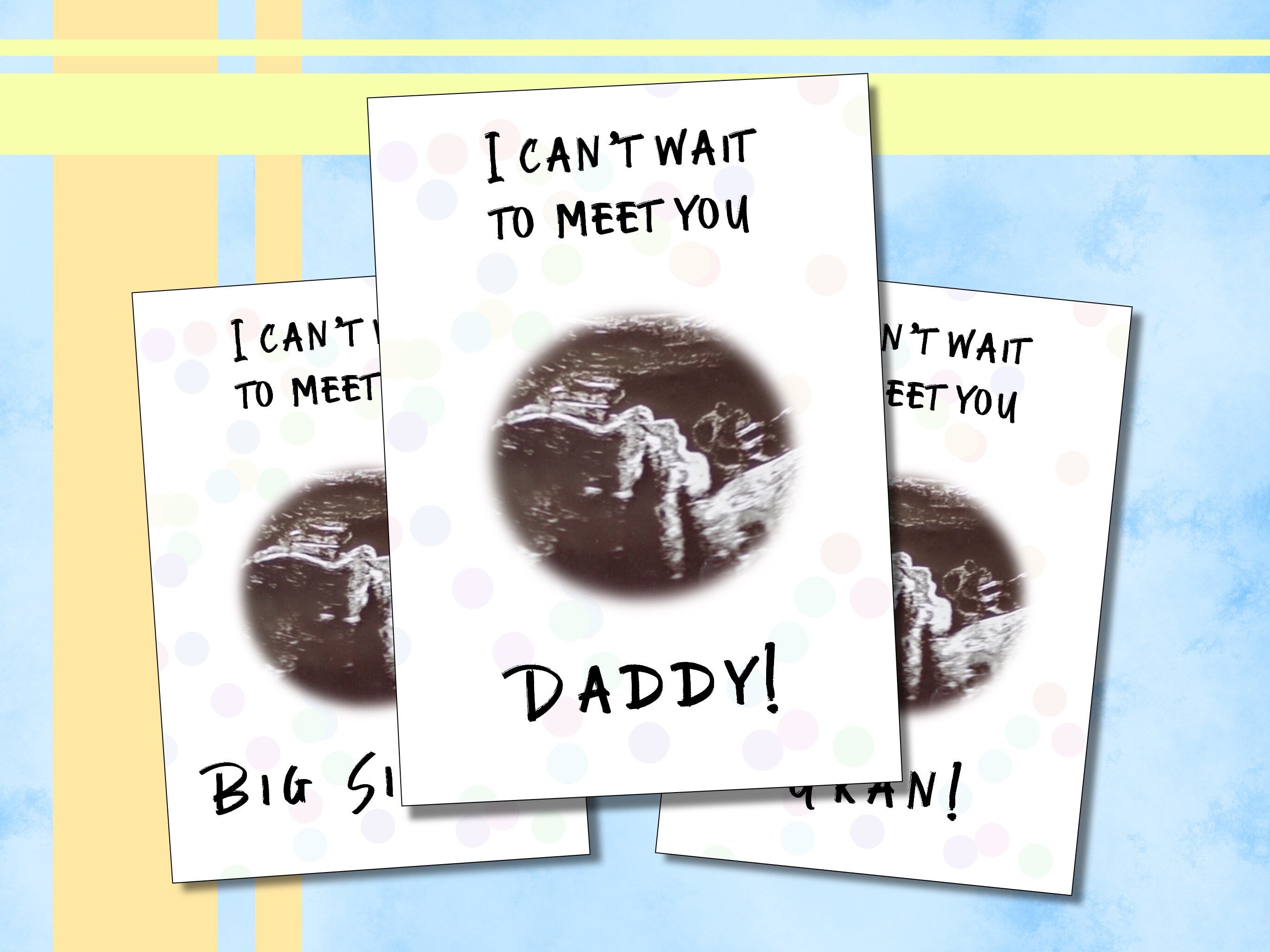 Pregnancy announcement card, Baby reveal, sonogram art, Print, baby on the way, personalised custom, mum to be, dad surprise, love bump