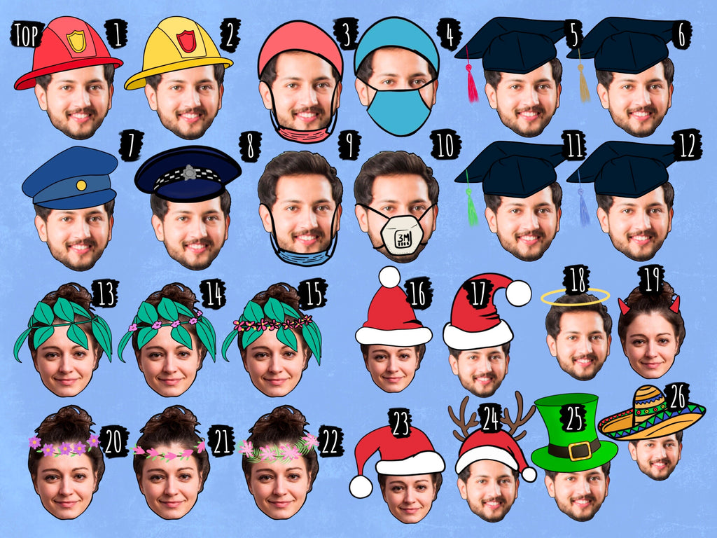 Printable decorations, 30th birthday Party, drawing from photo, custom Cupcake Toppers, happy birthday banner, personalised gift,