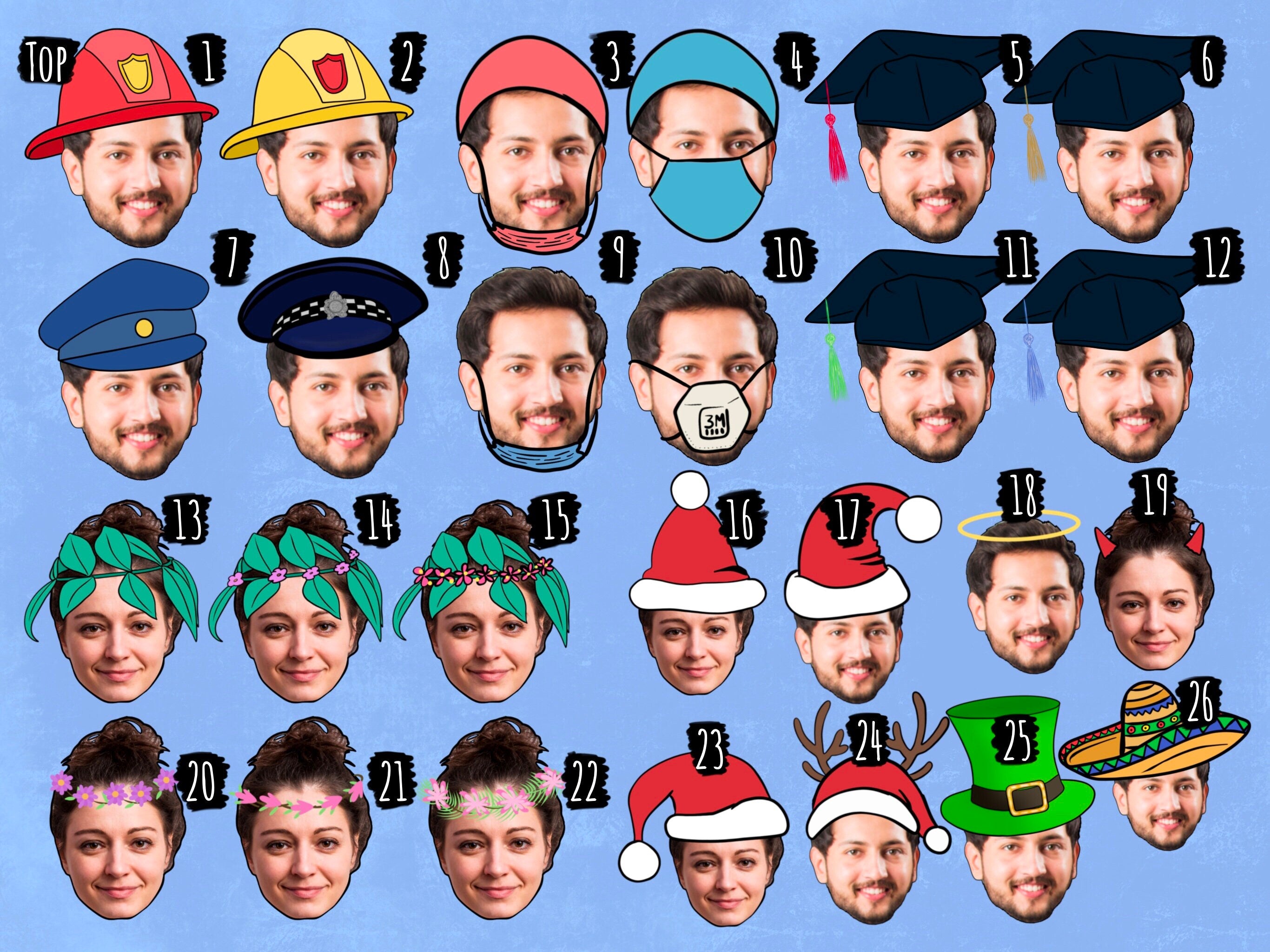 Printable decorations, 30th birthday Party, drawing from photo, custom Cupcake Toppers, happy birthday banner, personalised gift,