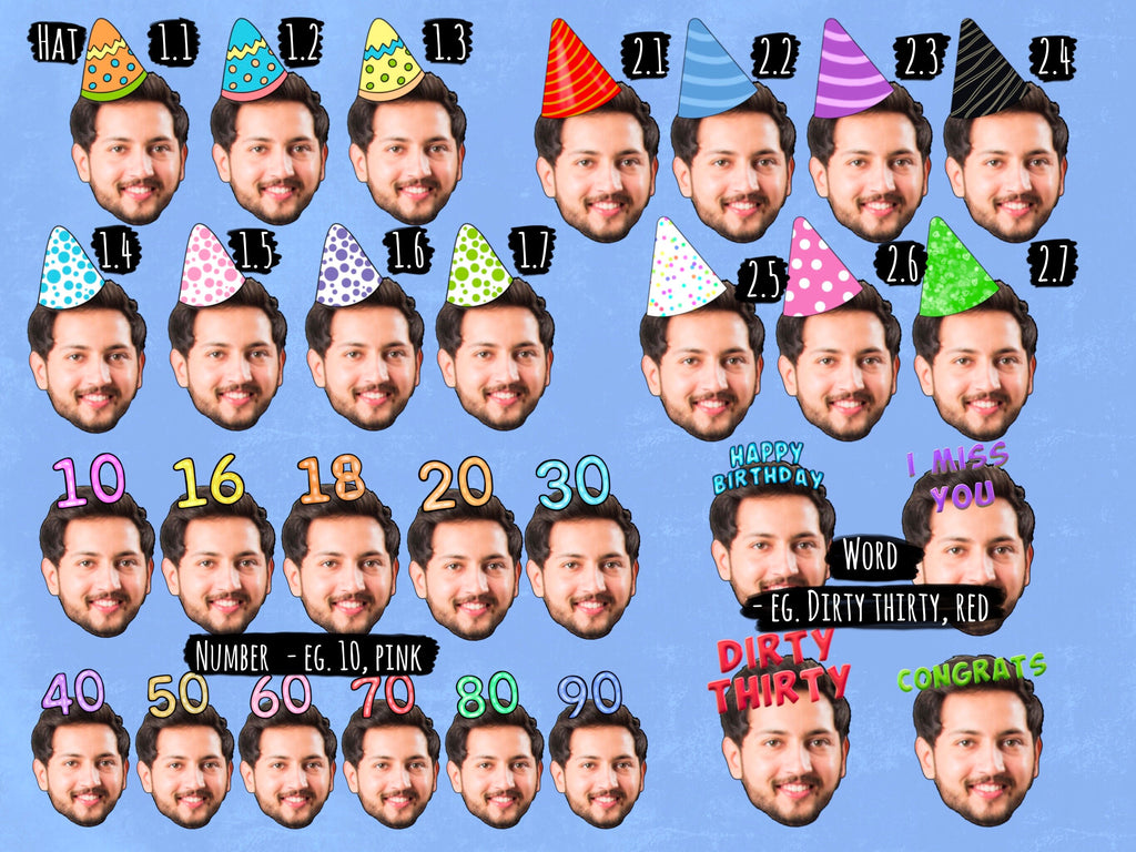 Printable decorations, 30th birthday Party, drawing from photo, custom Cupcake Toppers, happy birthday banner, personalised gift,