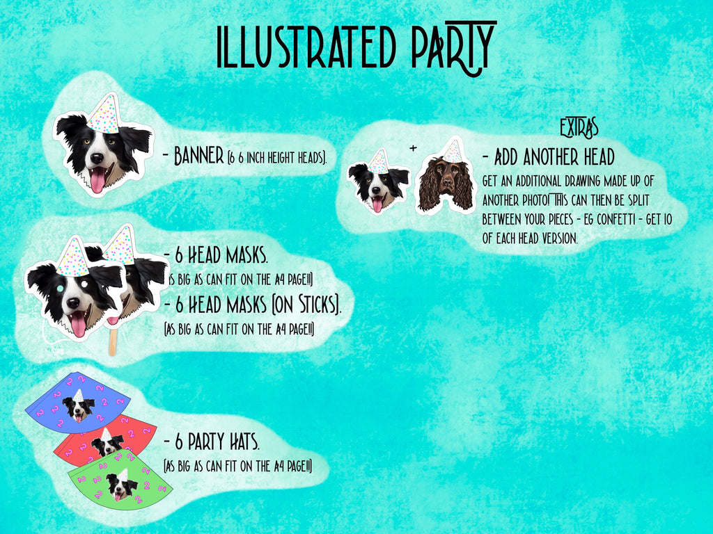 Printable decorations, dog cake topper, pet, cat cake, drawing from photo, custom Cupcake Toppers, happy birthday banner, personalised gift,