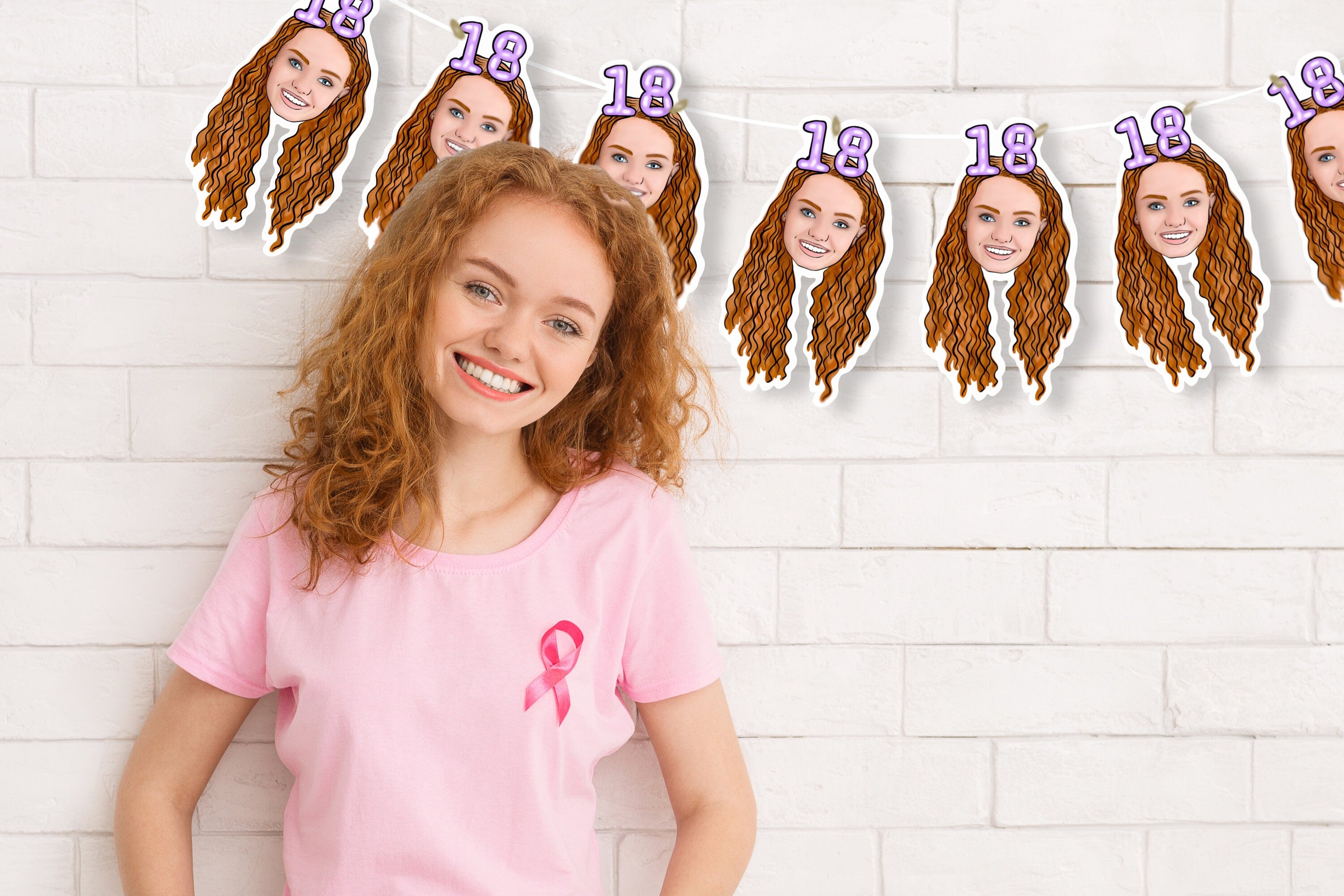ILLUSTRATED BANNER, Party pack, Hen do decorations, Illustrated, drawing from photo, birthday, personalised, graduation