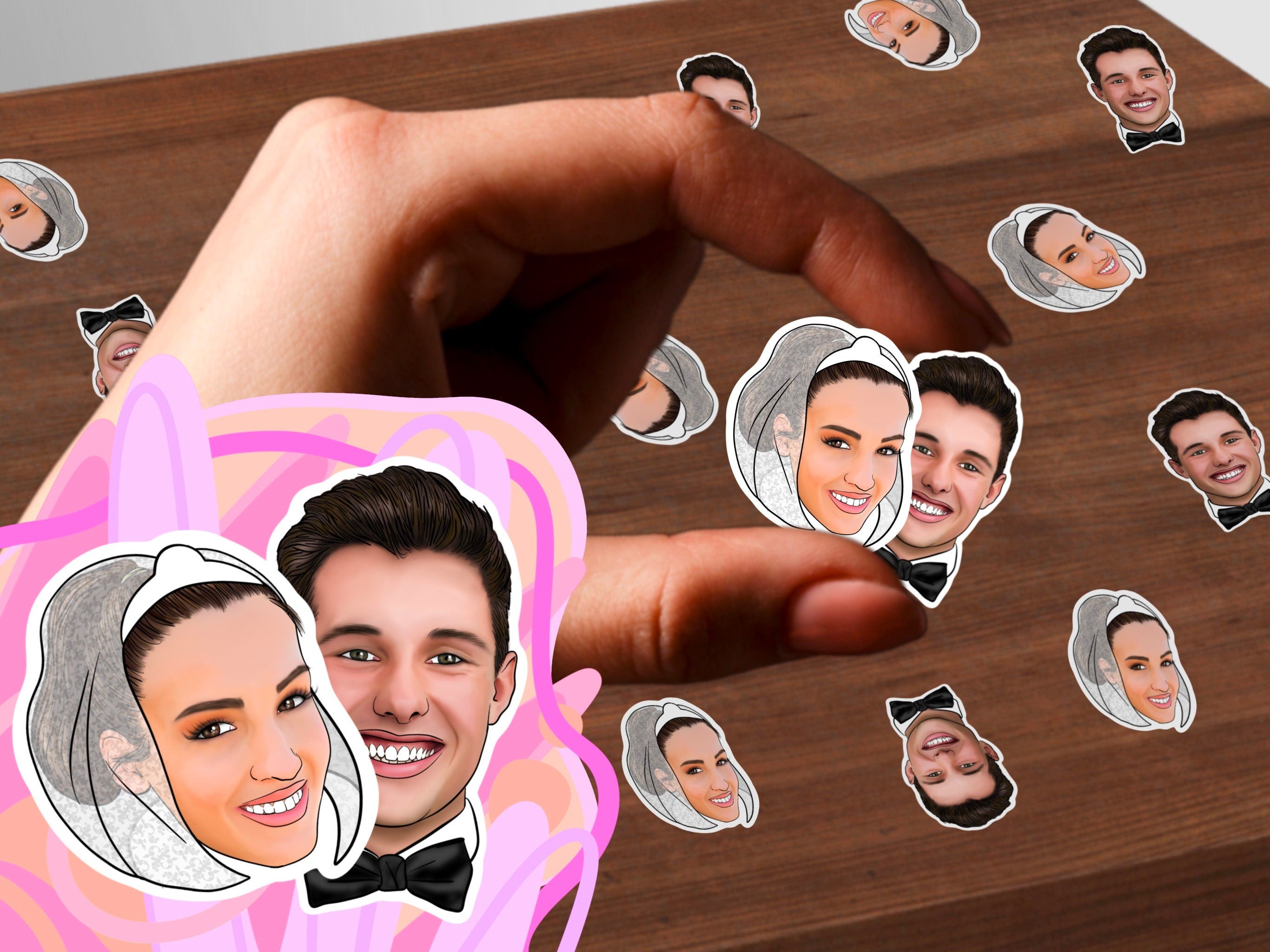 ILLUSTRATED CONFETTI HEADS | graduation cupcake toppers, drawing from photo, personalised, photo drawing, portrait