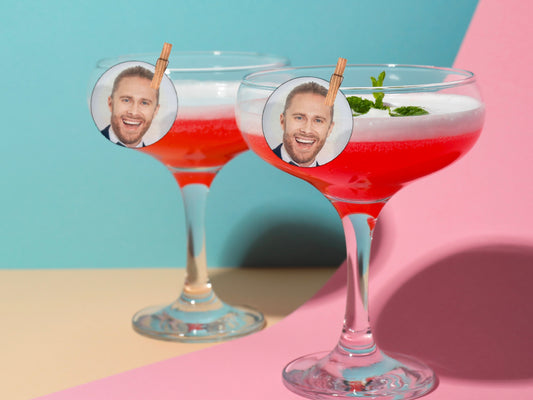 Personalised Edible Photo Cocktail Toppers: Custom Wafer Sheet Party Decorations for Drinks