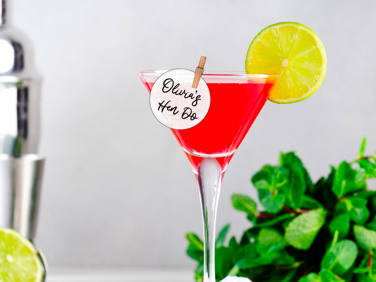 Personalised Edible Cocktail Toppers - Custom Wafer Paper Drink Decorations for Weddings, Hen & Stag Parties, Word Art Favours