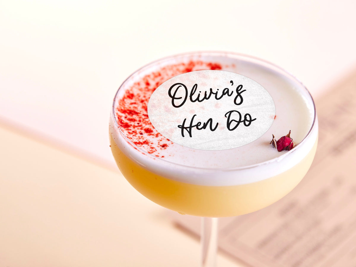 Personalised Edible Cocktail Toppers - Custom Wafer Paper Drink Decorations for Weddings, Hen & Stag Parties, Word Art Favours