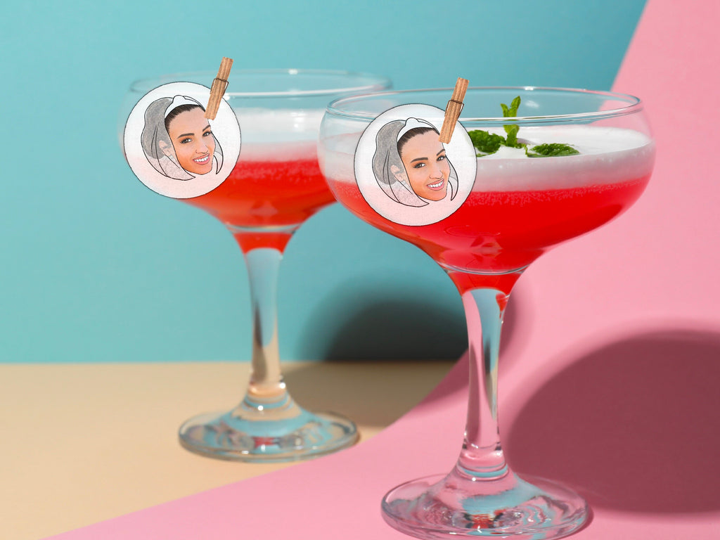 Edible illustrated Cocktail Toppers | drawing from photo | Personalised | Party Decor, wafer sheet