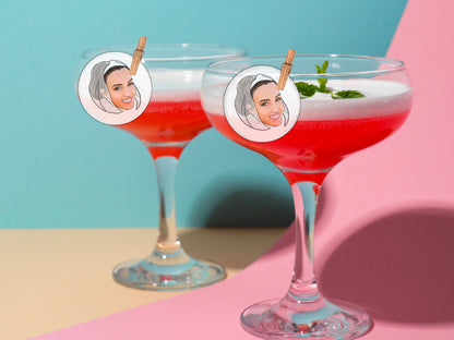 Edible illustrated Cocktail Toppers | drawing from photo | Personalised | Party Decor, wafer sheet