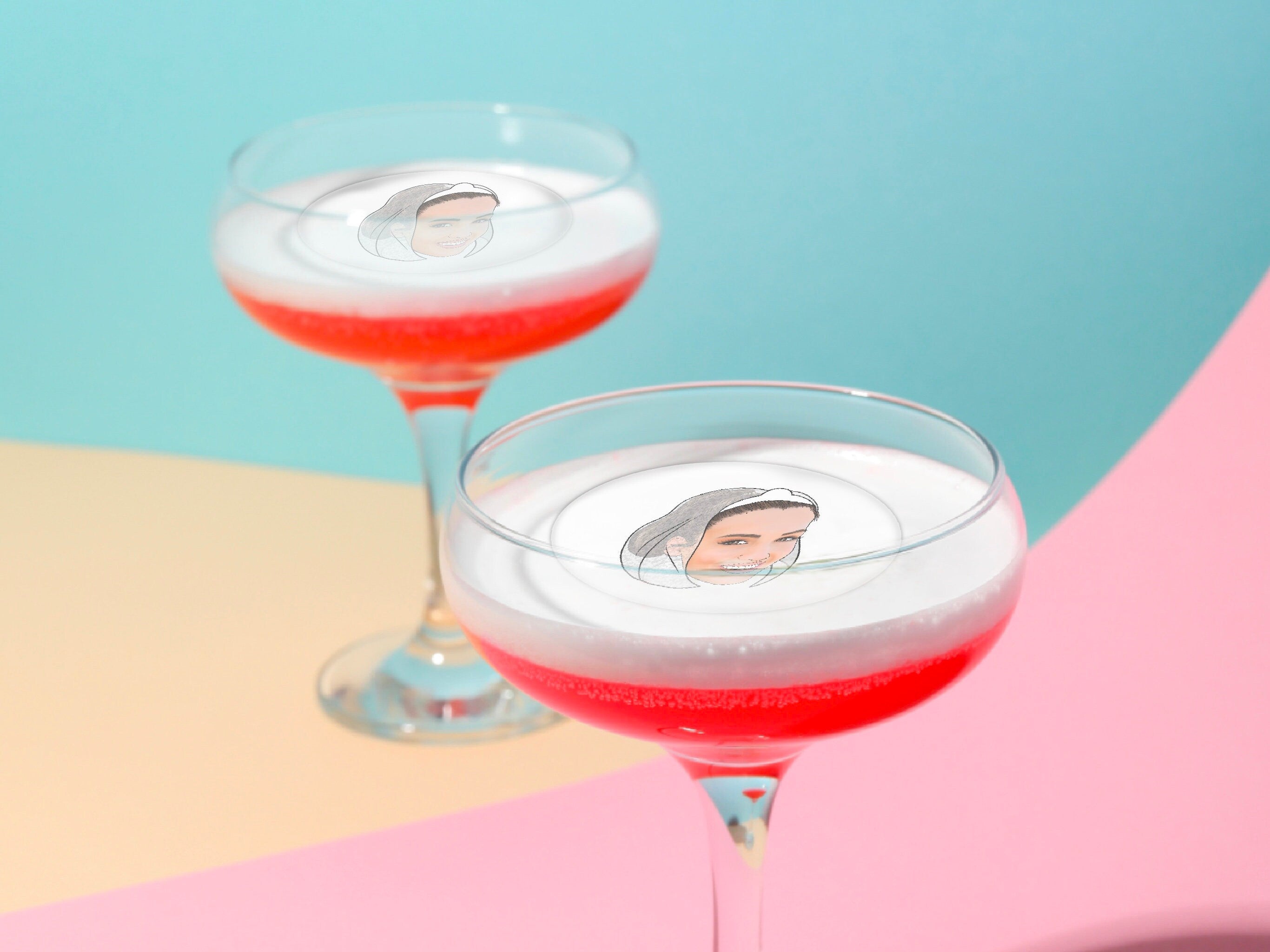 Edible illustrated Cocktail Toppers | drawing from photo | Personalised | Party Decor, wafer sheet