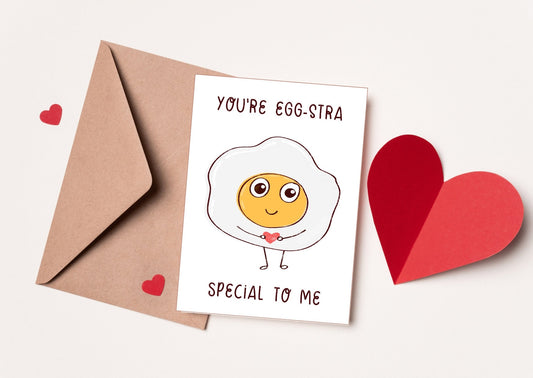 valentines day card husband, wife, You're egg-stra special to me, Card and Prints, Anniversary,