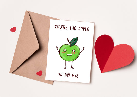valentines day card husband, wife, You’re the apple of my eye, Card and Prints, Anniversary,