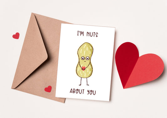 valentines day card husband, wife, I’m nuts about you, Card and Prints, Anniversary,