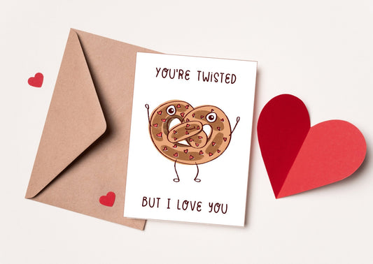 valentines day card husband, wife, You're twisted but I love you, Card and Prints, Anniversary,