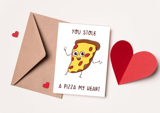 valentines day card husband, wife, You stole a pizza my heart, Card and Prints, Anniversary,