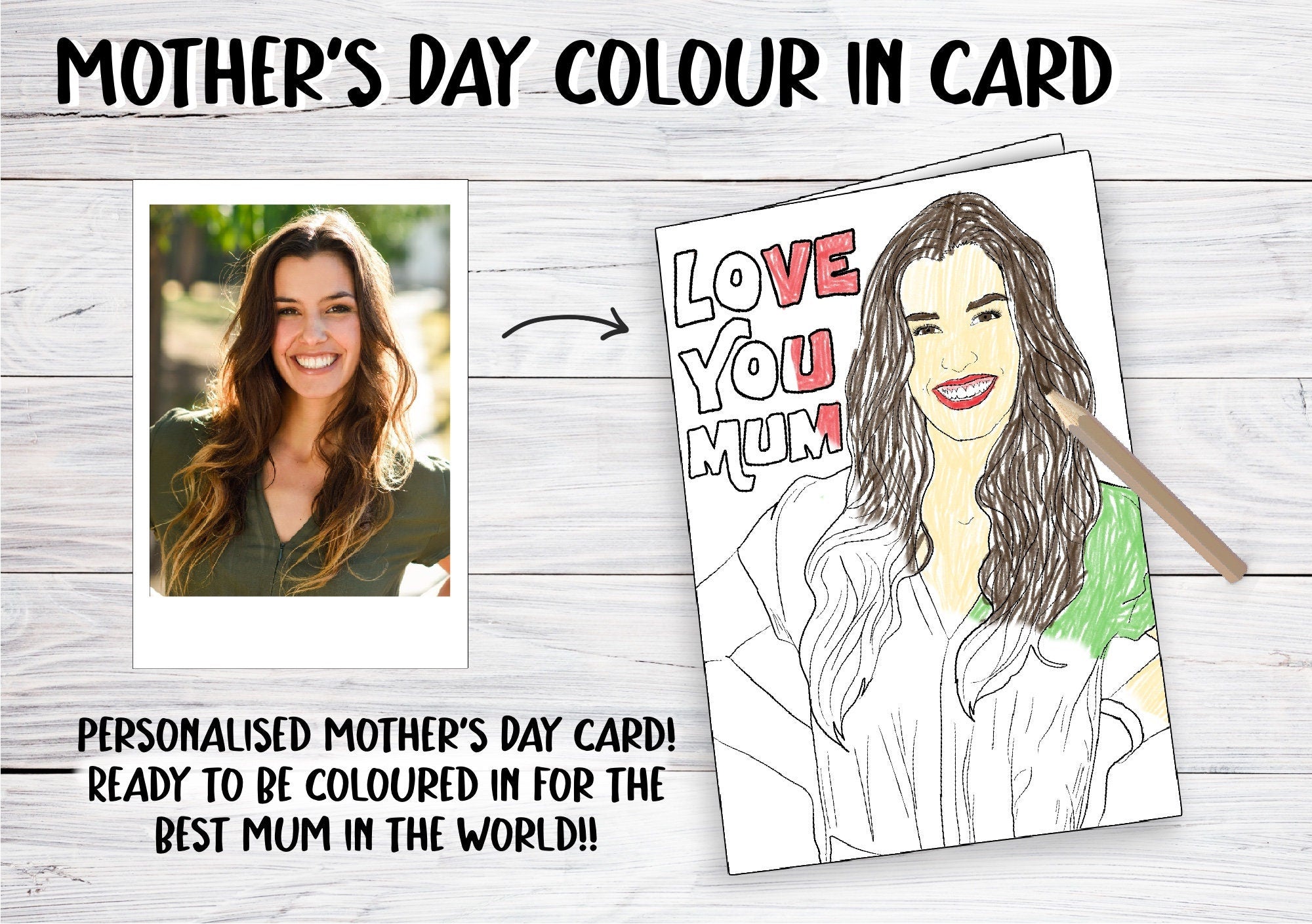 Colour me in | drawing of mum! | Card and Print | Love | Mothers Day