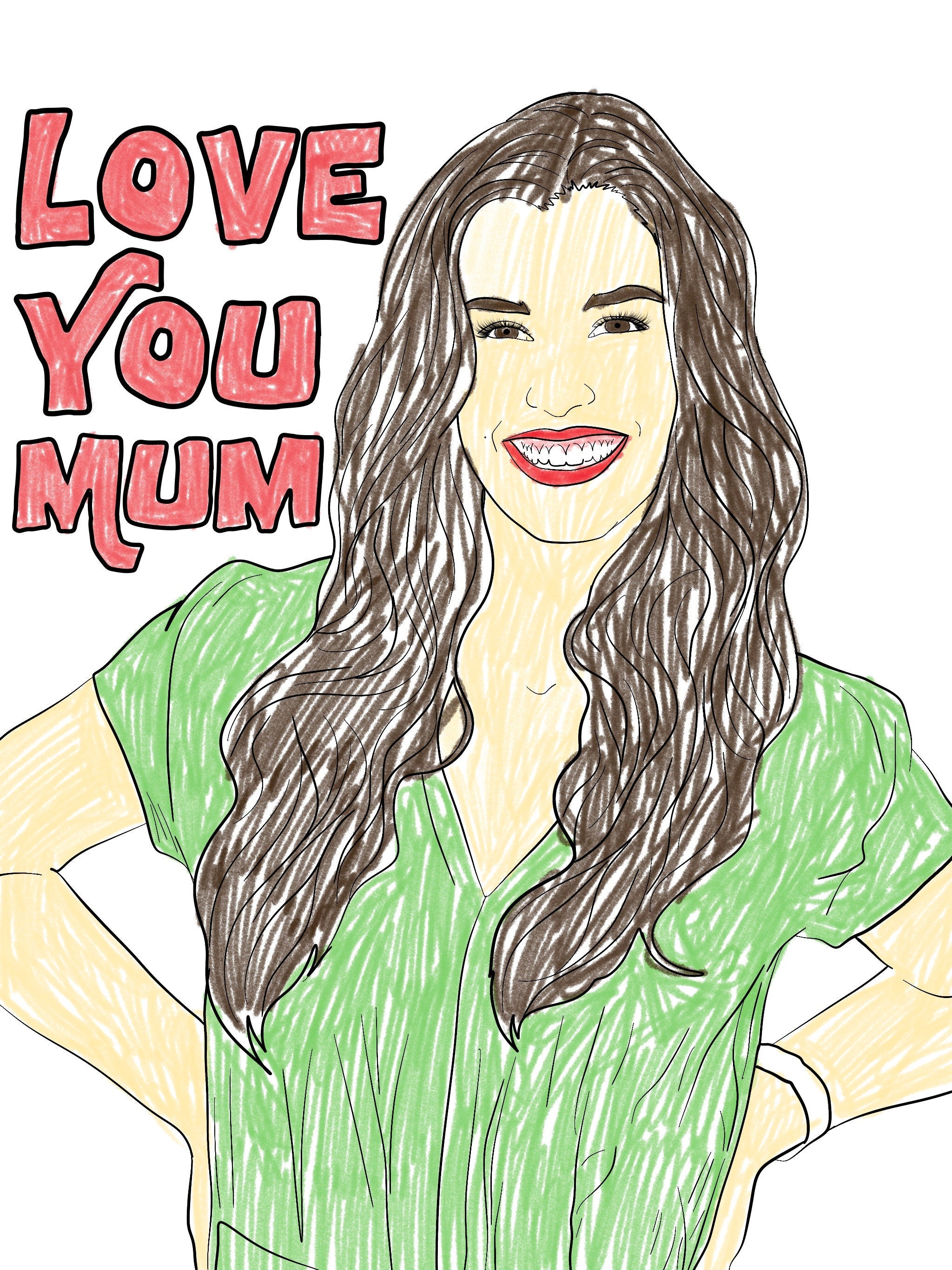 Colour me in | drawing of mum! | Card and Print | Love | Mothers Day