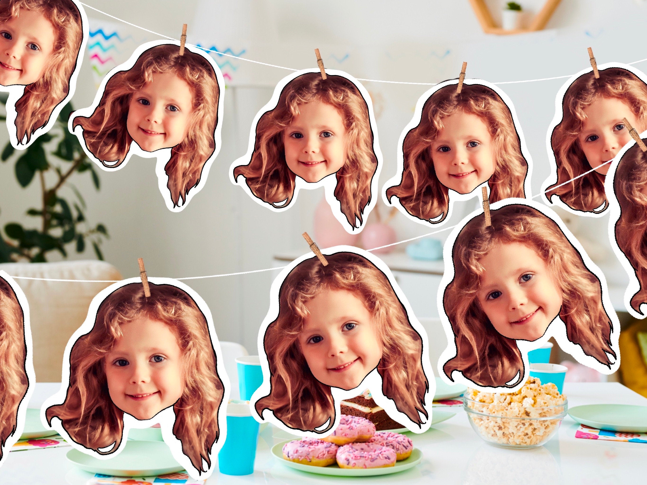 Personalised Photo Banner | Cutout Photo Faces | hen, stag party | 18th 21st 30th 40th 50th | Custom Decorations, Birthday Gift