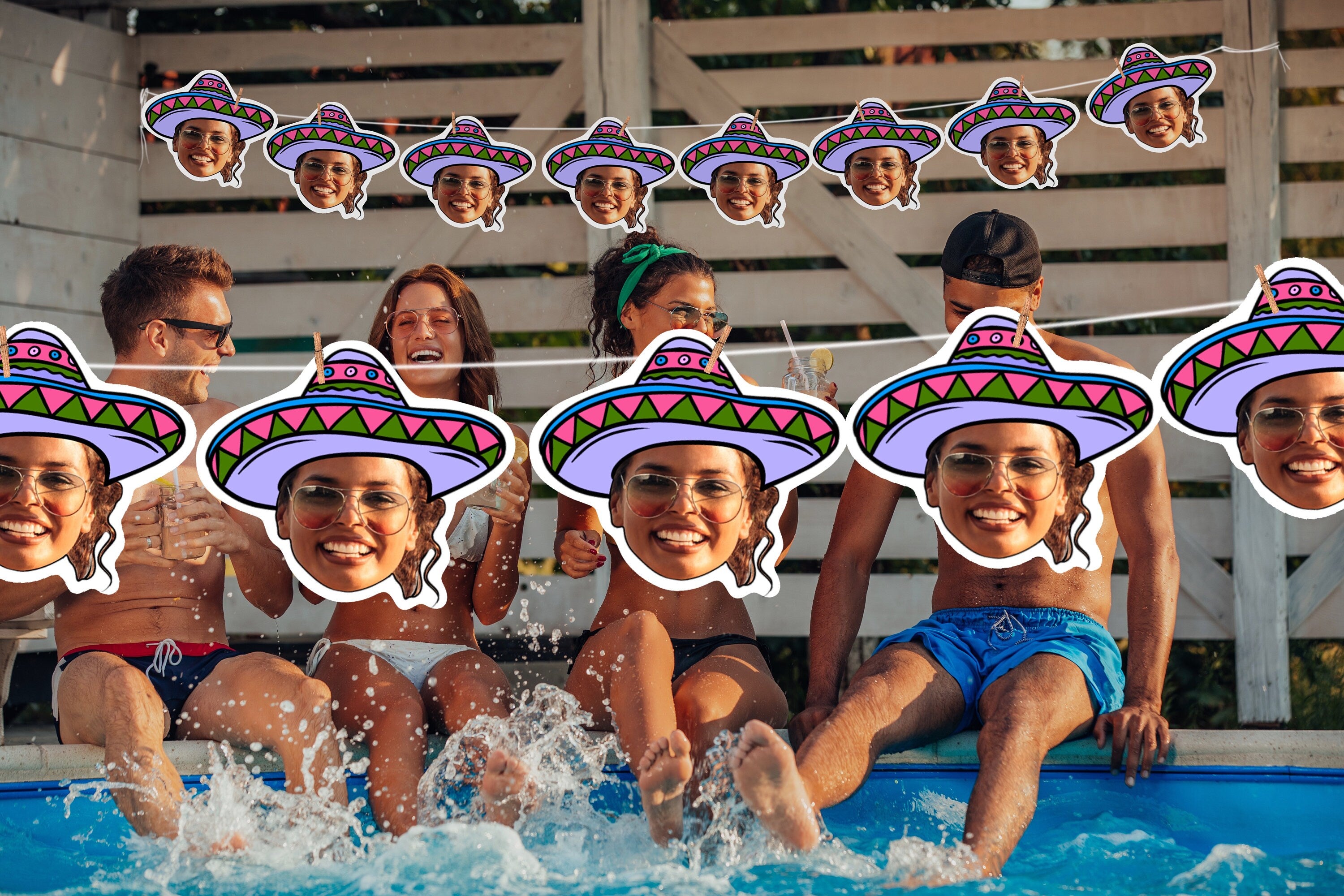 Personalised Photo Banner | Cutout Photo Faces | hen, stag party | 18th 21st 30th 40th 50th | Custom Decorations, Birthday Gift