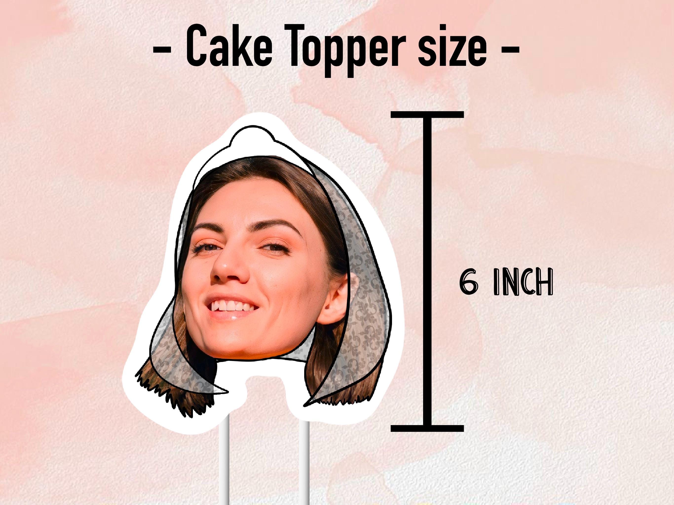 Showing the size of the cake topper head piece -6 inch.