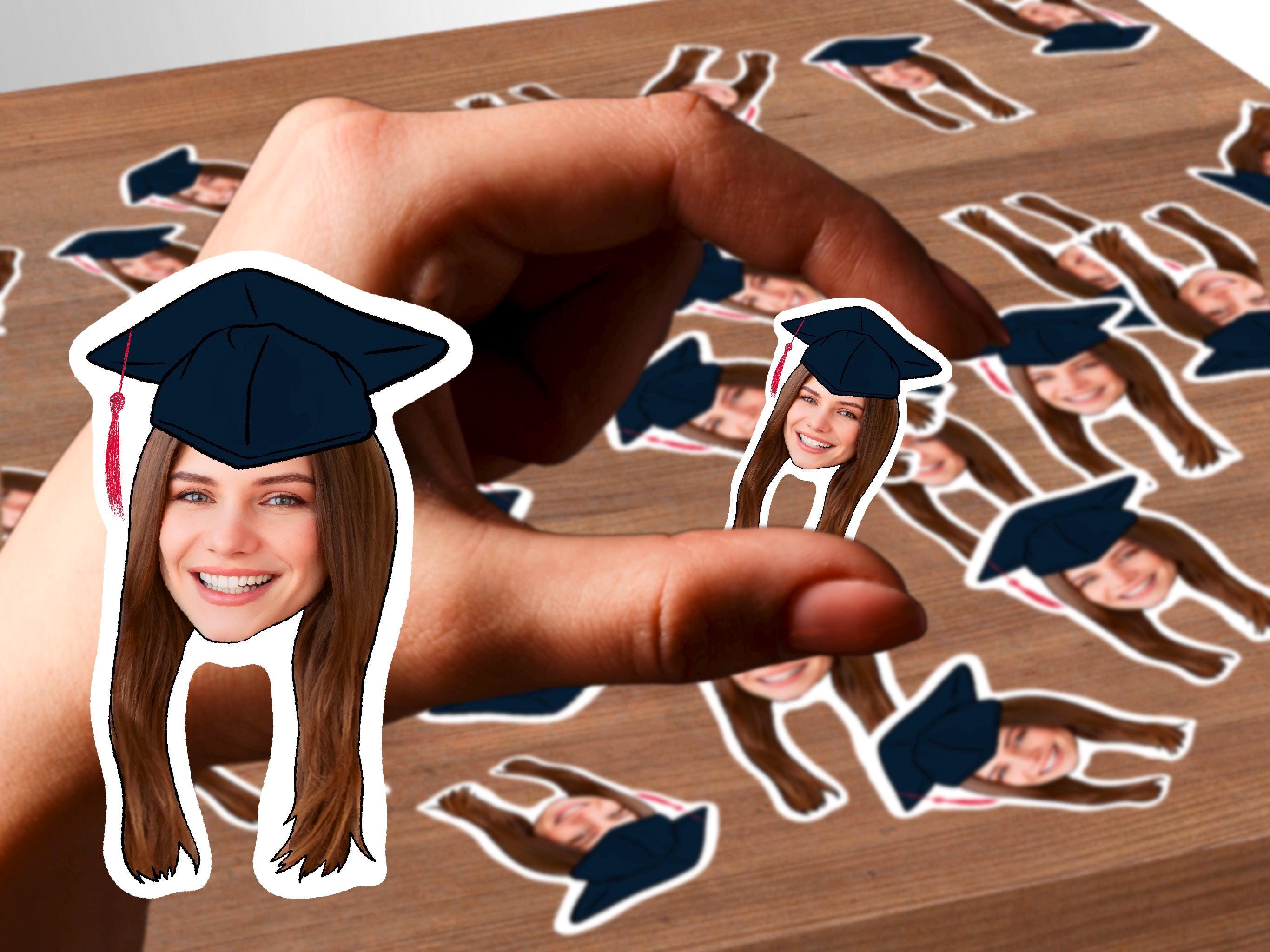 A festive confetti piece showcasing a graduation hat, symbolizing achievement and celebration for a recent graduate.