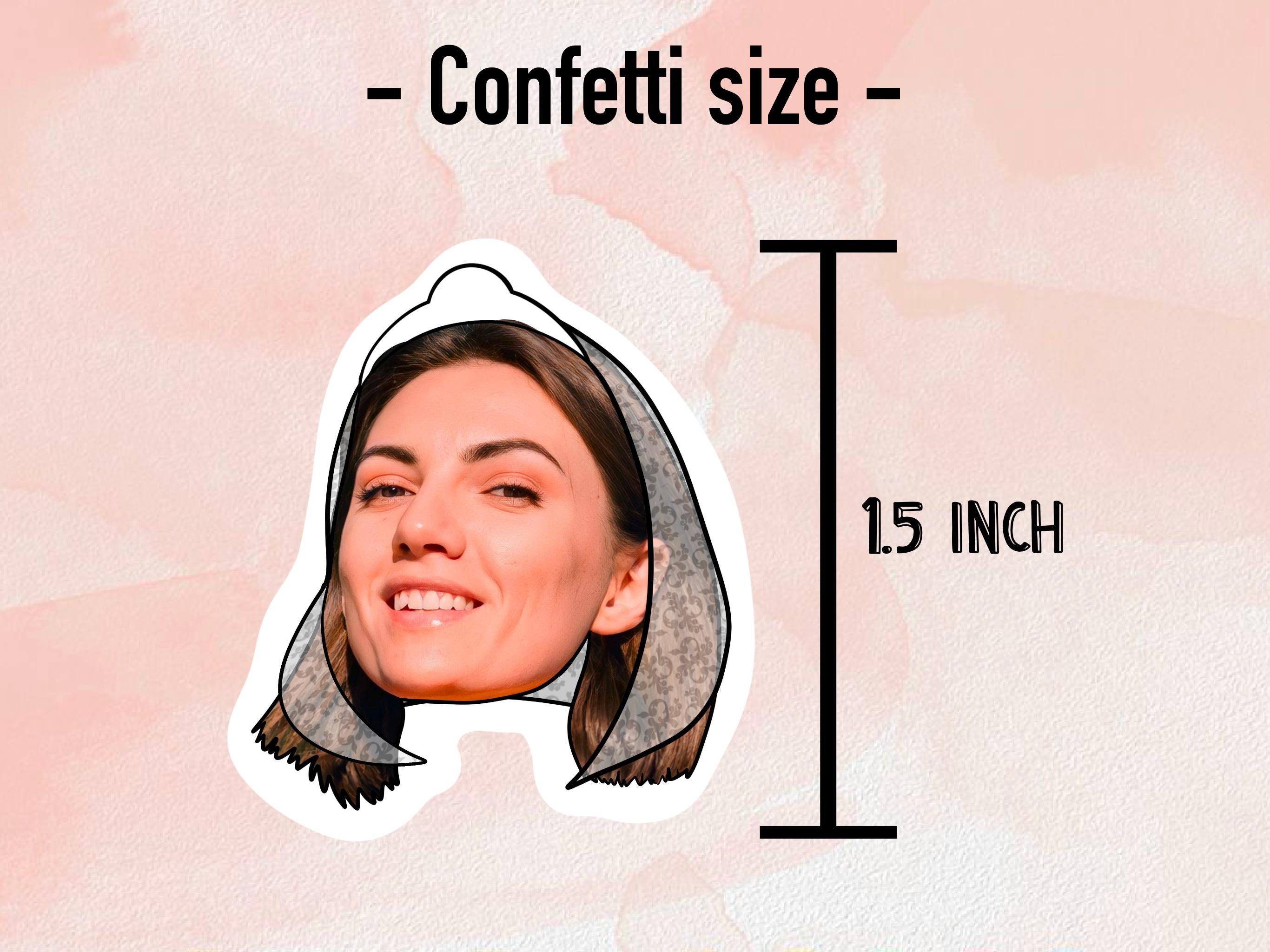 Shows the size of the confetti piece - 1.5 inch.