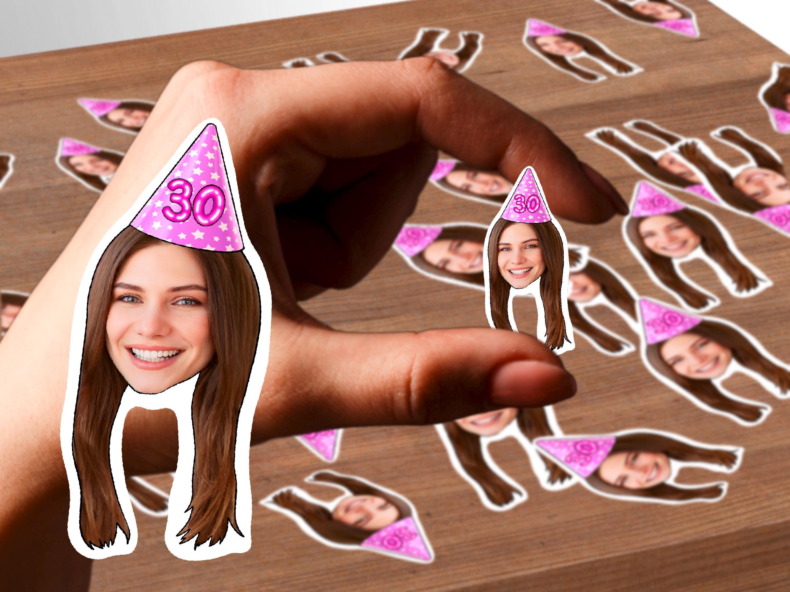 A vibrant confetti piece featuring a colorful party hat adorned with the number 30, perfect for celebrating a milestone birthday.