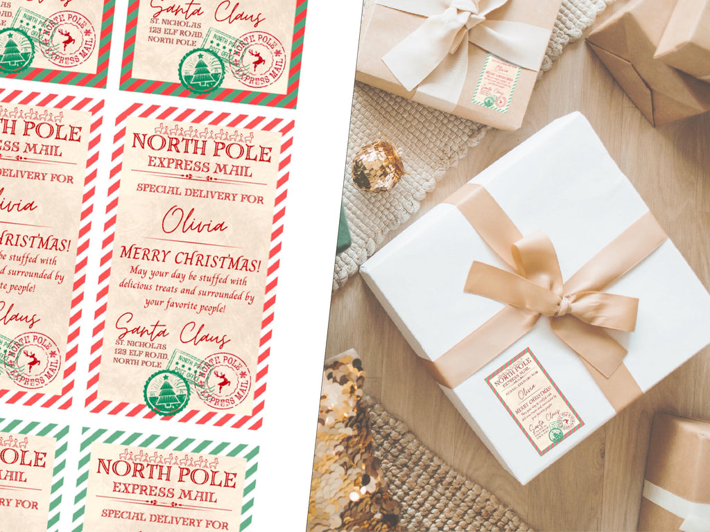 Personalised Xmas Gift Stickers and Decorations for Holiday Parties, tag option available