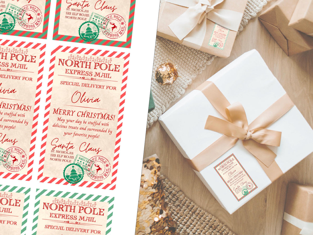 Personalised Xmas Gift Stickers and Decorations for Holiday Parties, tag option available