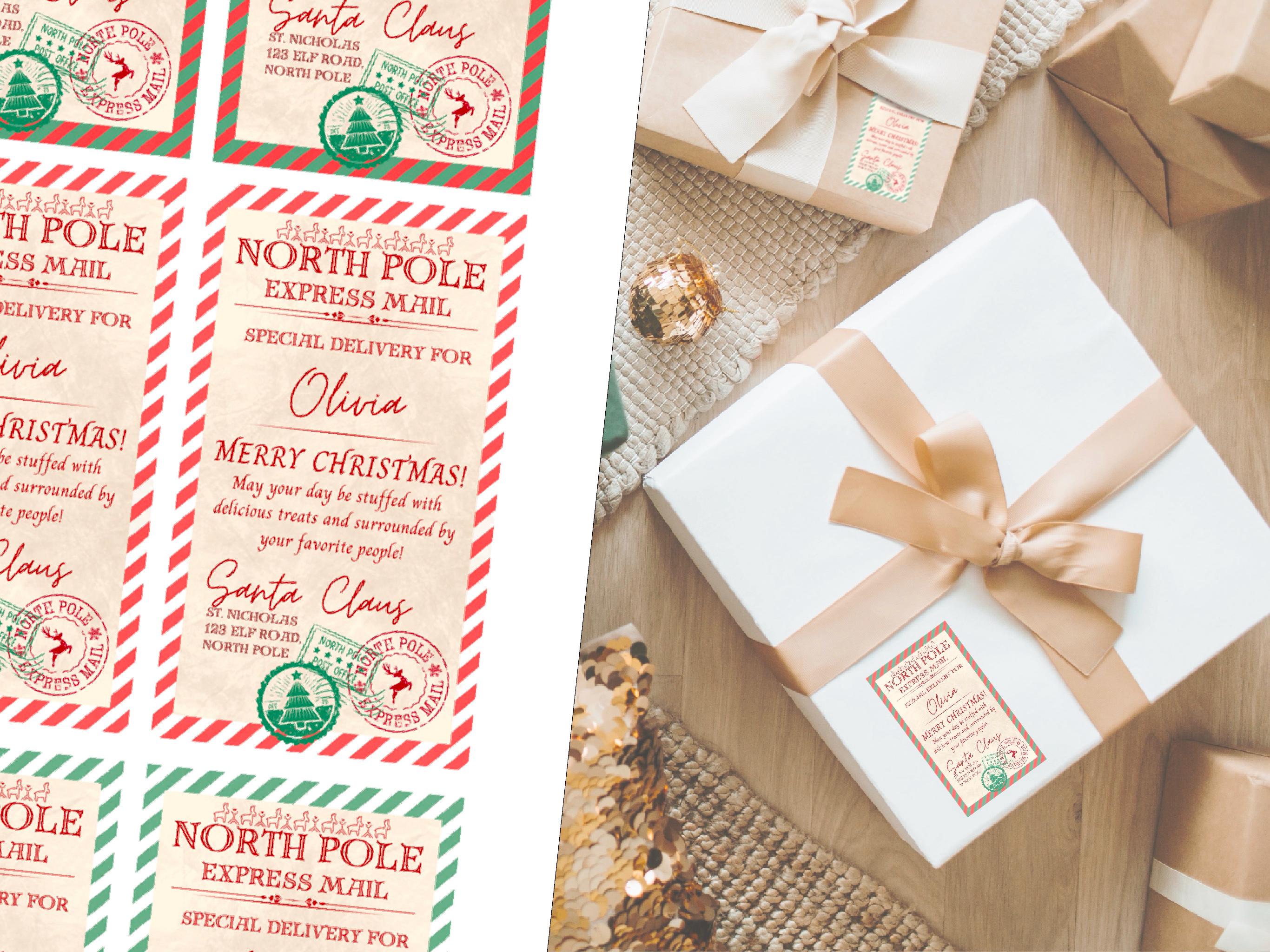 Personalised Xmas Gift Stickers and Decorations for Holiday Parties, tag option available