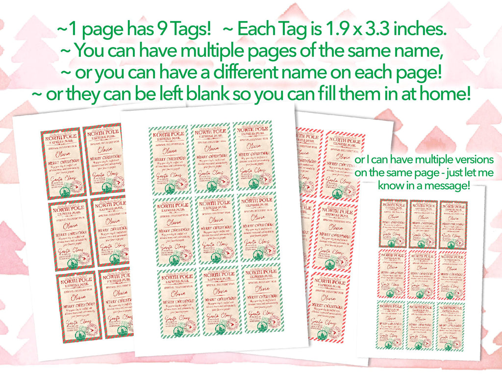 Personalised Xmas Gift Stickers and Decorations for Holiday Parties, tag option available