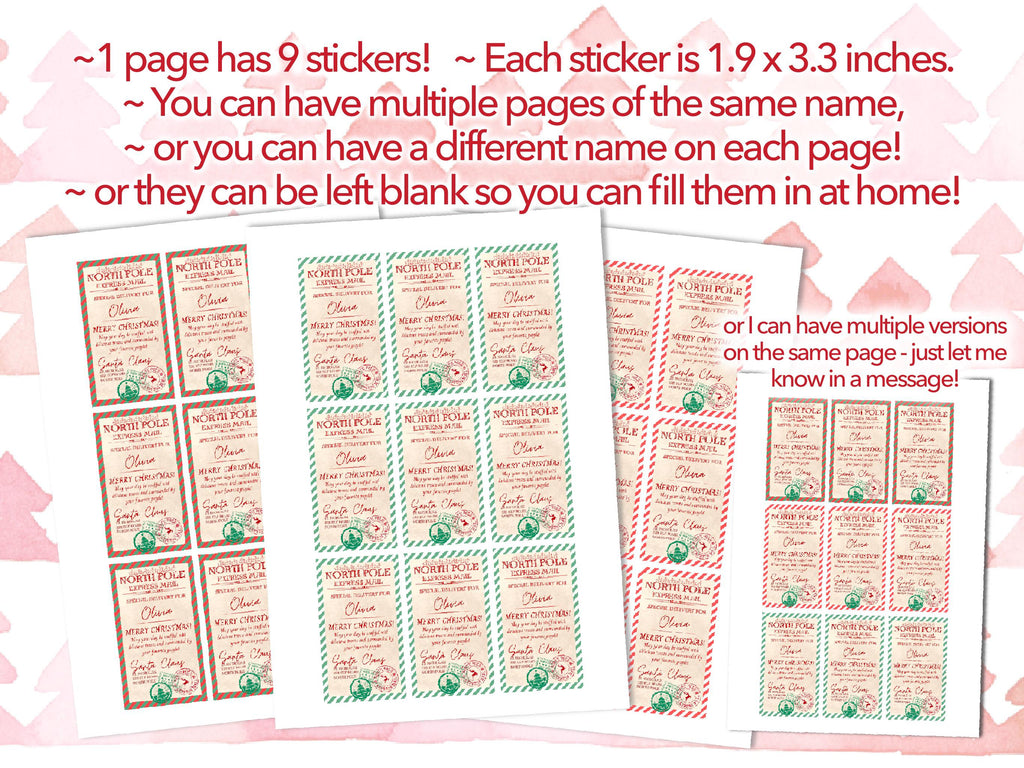 Personalised Xmas Gift Stickers and Decorations for Holiday Parties, tag option available