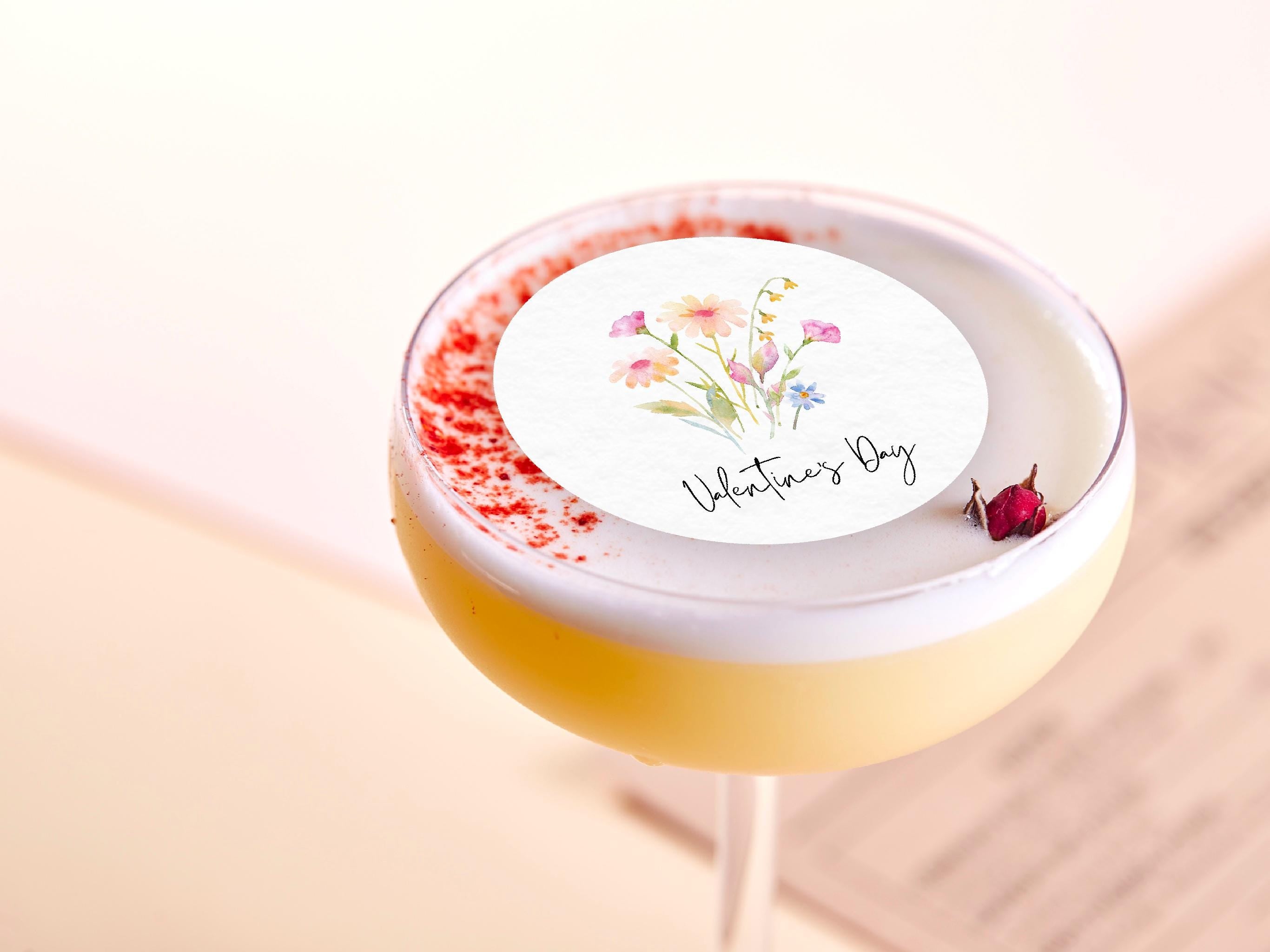 Valentine's Day Edible Cocktail Toppers: Personalized Wafer Sheet Drink Decorations for Romantic Events
