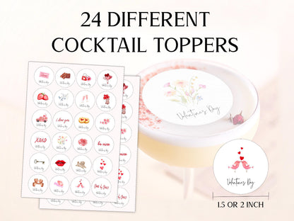 Valentine's Day Edible Cocktail Toppers: Personalized Wafer Sheet Drink Decorations for Romantic Events