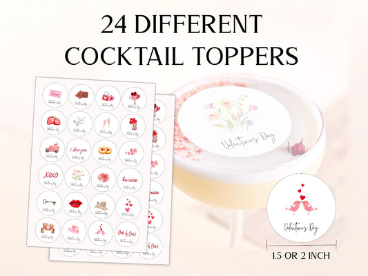 Valentine's Day Edible Cocktail Toppers: Personalized Wafer Sheet Drink Decorations for Romantic Events
