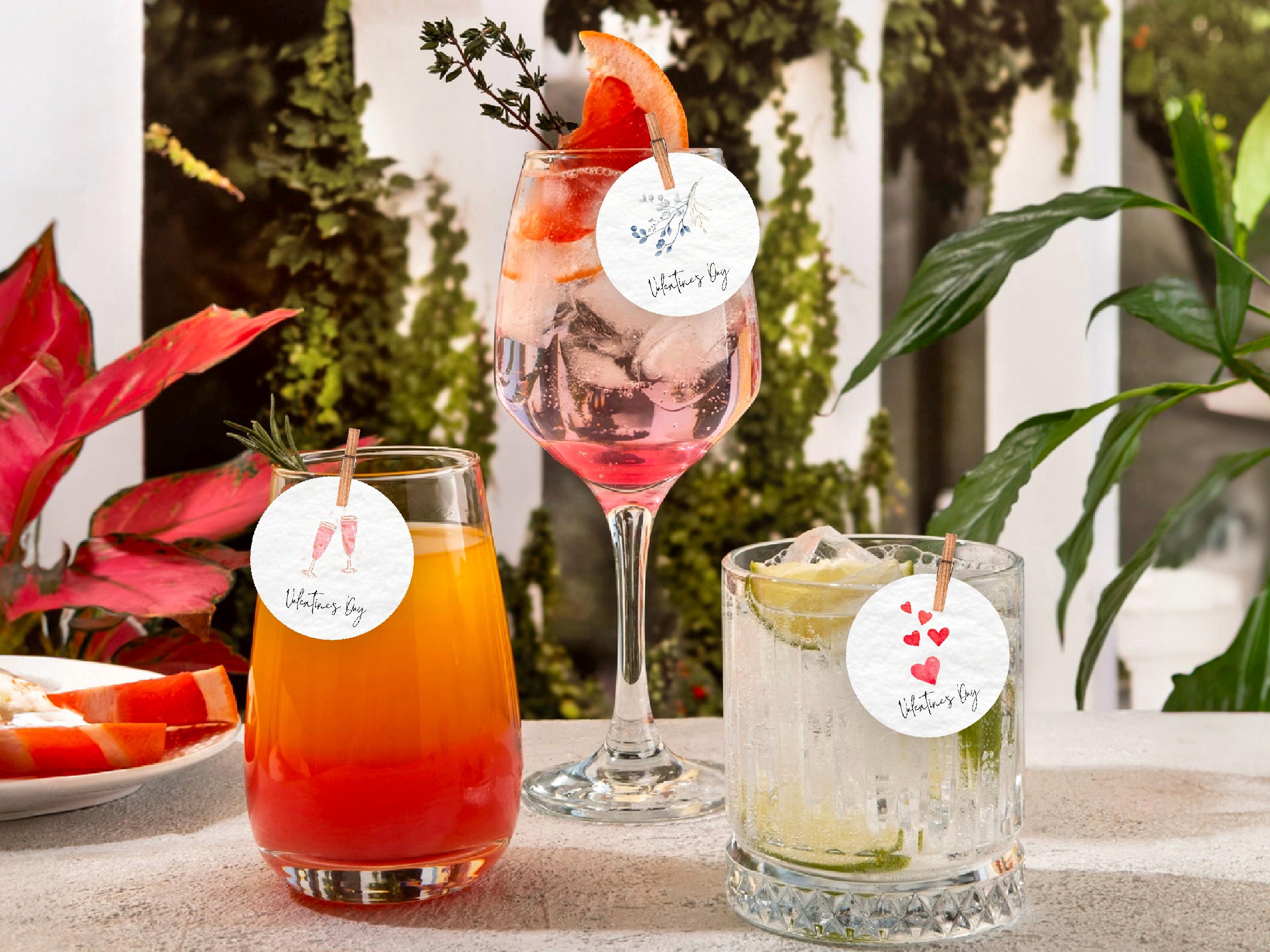 Valentine's Day Edible Cocktail Toppers: Personalized Wafer Sheet Drink Decorations for Romantic Events