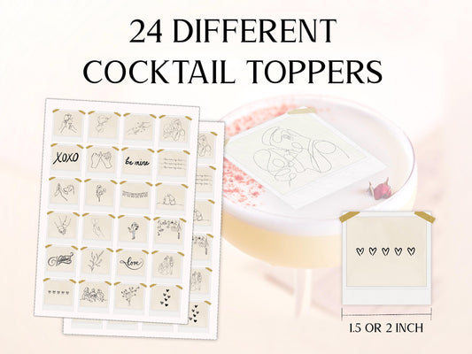 Valentine's Day Edible Cocktail Toppers: Personalized Wafer Sheet Drink Decorations for Romantic Events