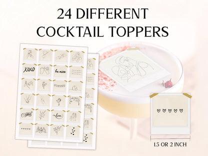Valentine's Day Edible Cocktail Toppers: Personalized Wafer Sheet Drink Decorations for Romantic Events