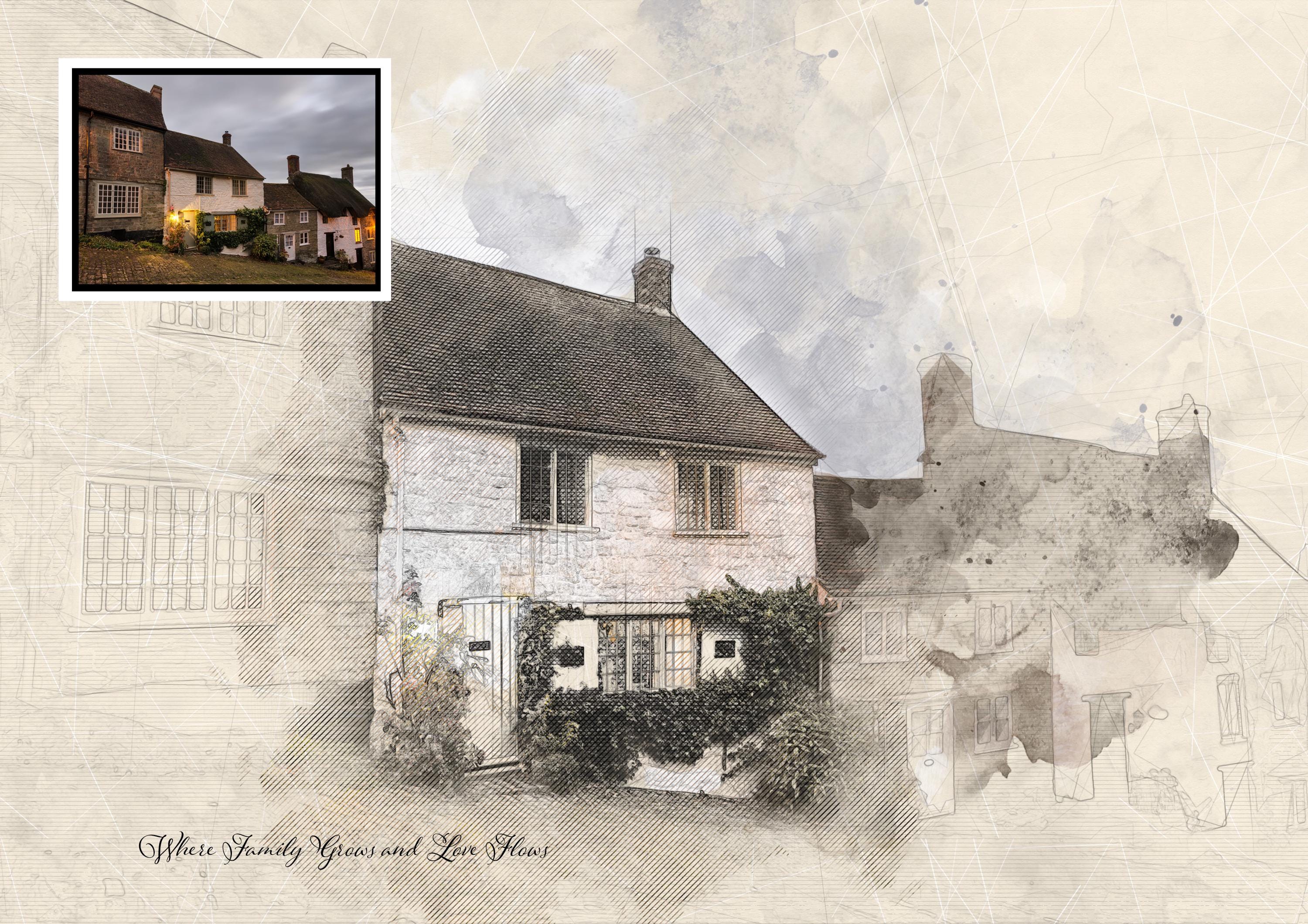 Custom Architectural Sketch: Personalised Home Portrait for Anniversaries, Weddings & Housewarming