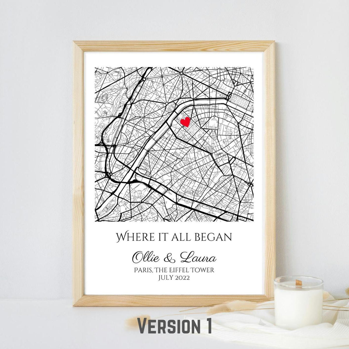 Personalised Map Print: Where It All Began - Custom Anniversary, Wedding, Graduation & Birthday Gift