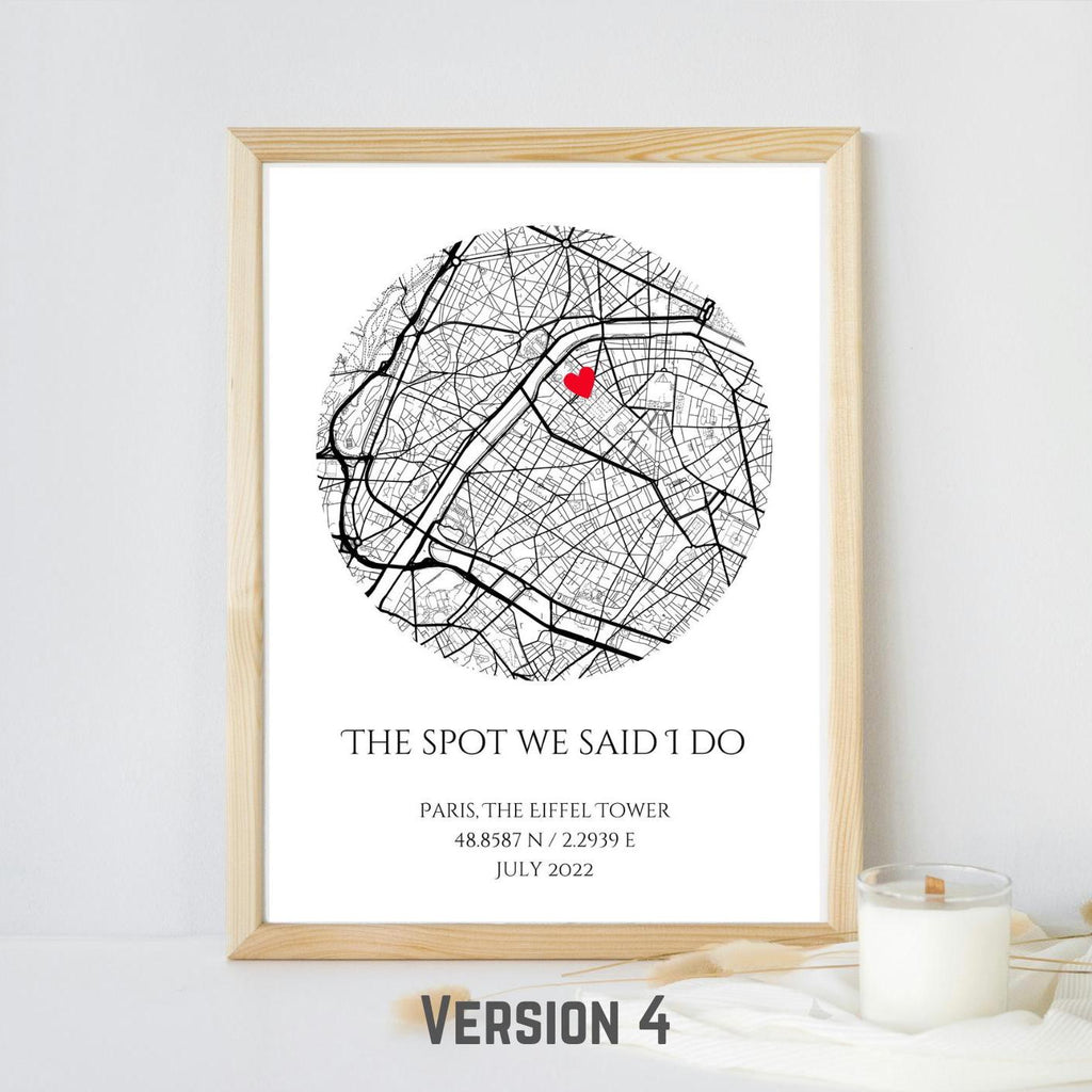Personalised Map Print: Where It All Began - Custom Anniversary, Wedding, Graduation & Birthday Gift