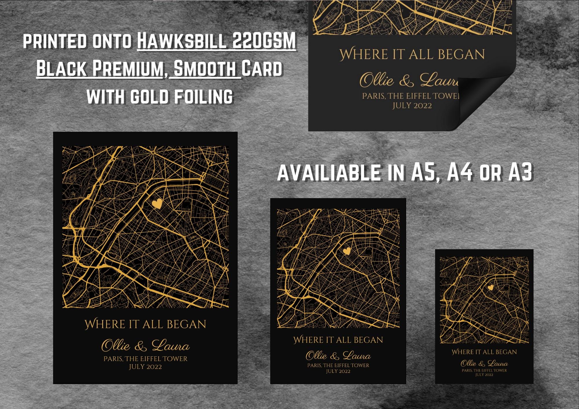 Personalised Map Print with gold foil: Where It All Began - Custom Anniversary, Wedding, Graduation & Birthday Gift