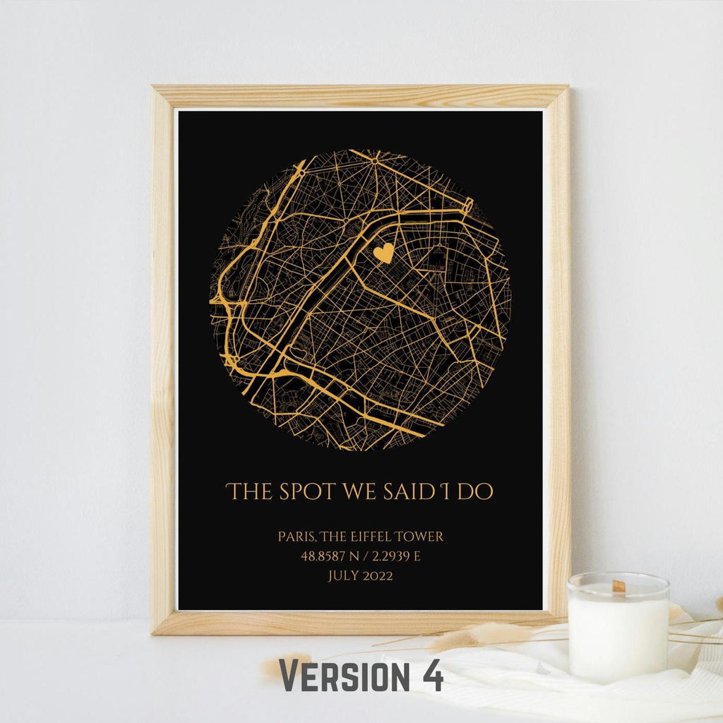 Personalised Map Print with gold foil: Where It All Began - Custom Anniversary, Wedding, Graduation & Birthday Gift