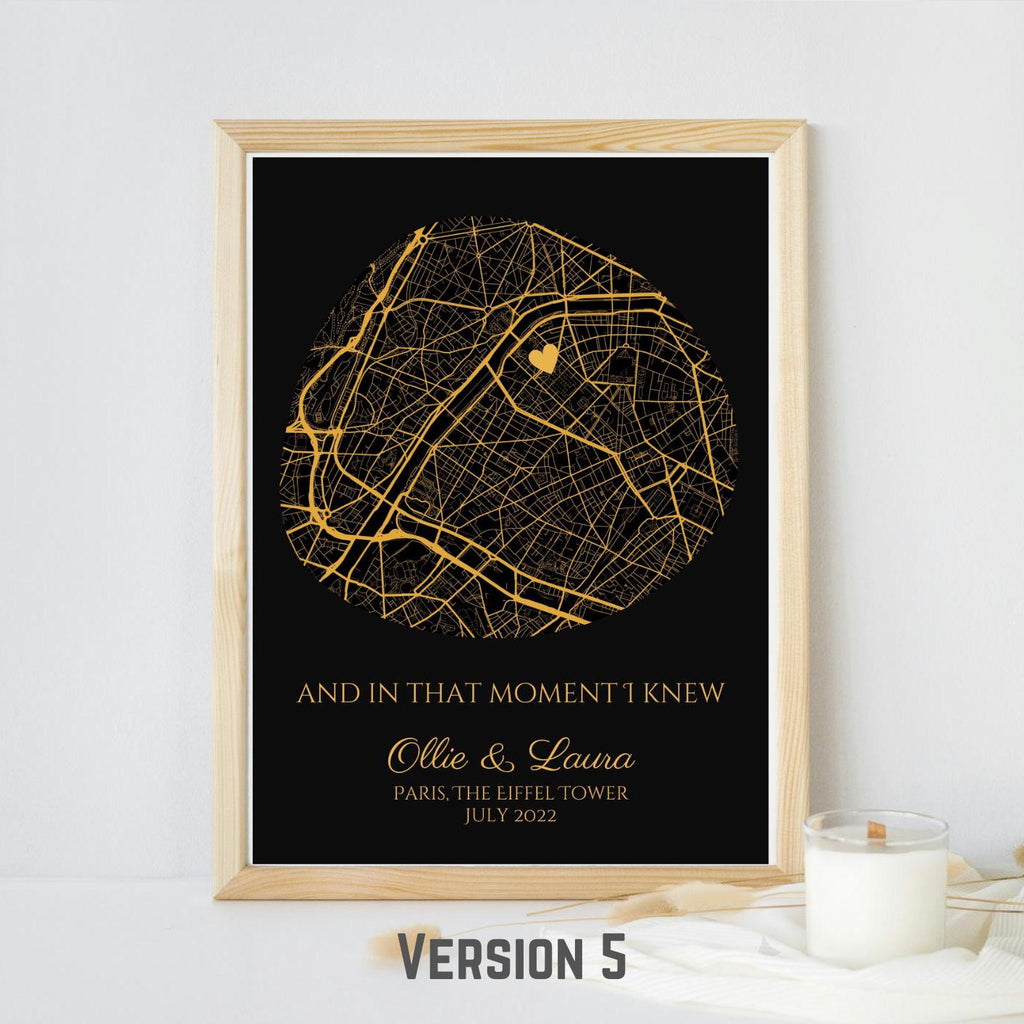 Personalised Map Print with gold foil: Where It All Began - Custom Anniversary, Wedding, Graduation & Birthday Gift