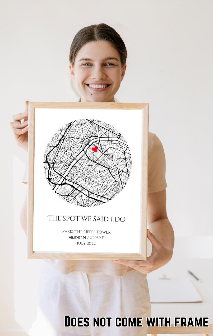 Personalised Map Print: Where It All Began - Custom Anniversary, Wedding, Graduation & Birthday Gift
