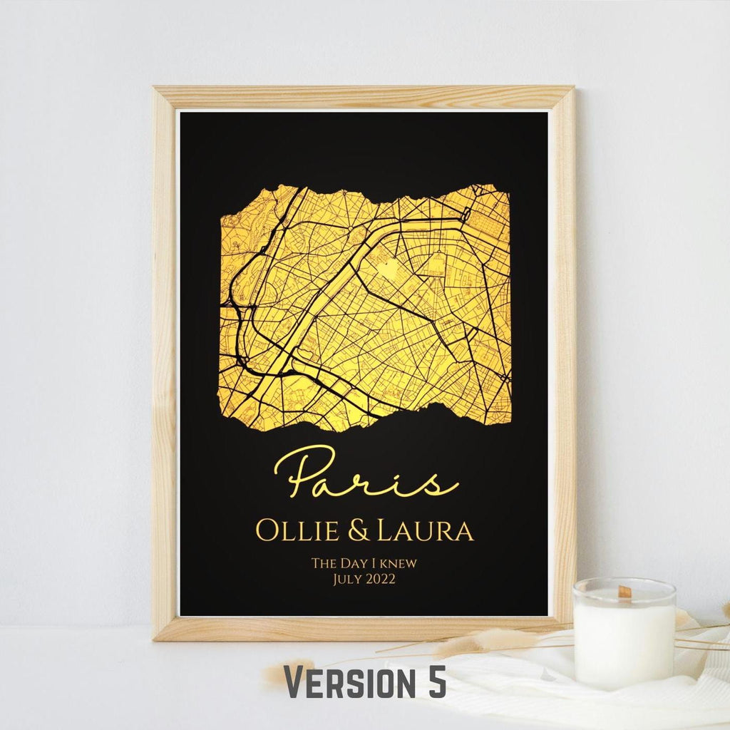Personalised Map Print with gold foil: Where It All Began - Custom Anniversary, Wedding, Graduation & Birthday Gift