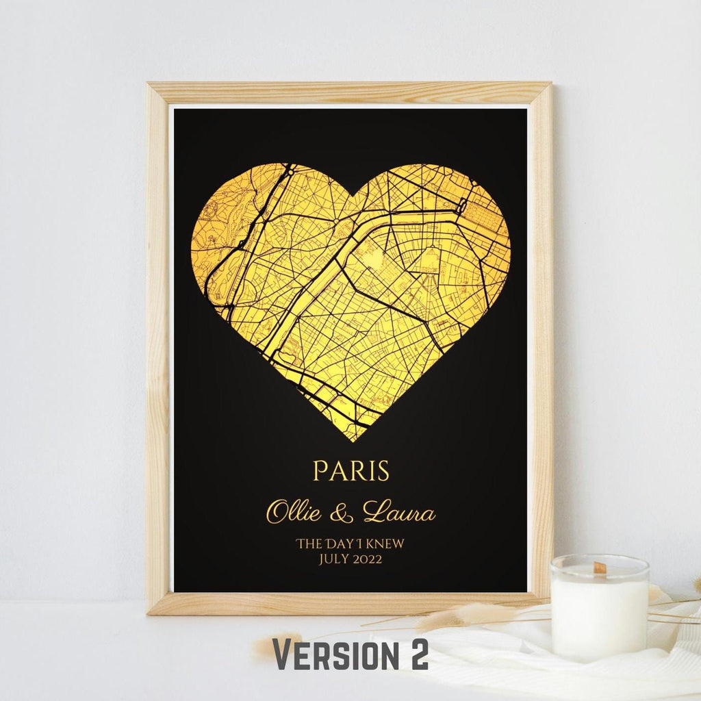 Personalised Map Print with gold foil: Where It All Began - Custom Anniversary, Wedding, Graduation & Birthday Gift
